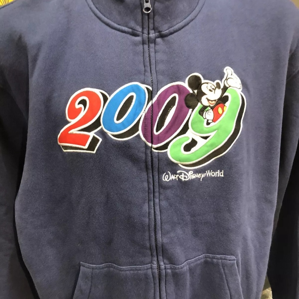 Walt Disney World Mickey Mouse 2009 Sweatshirt Zippered Blue Medium Disneyland